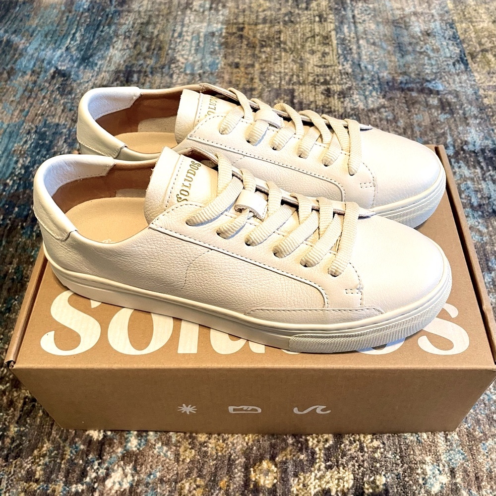 Soludos Ibiza Platform Leather Sneaker 8.5 NIB